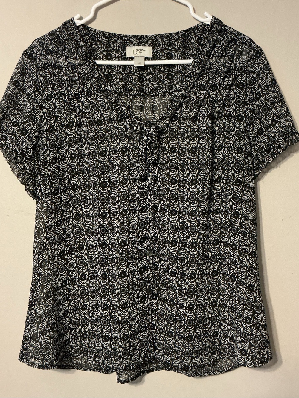 LOFT Sheer Floral Button Top